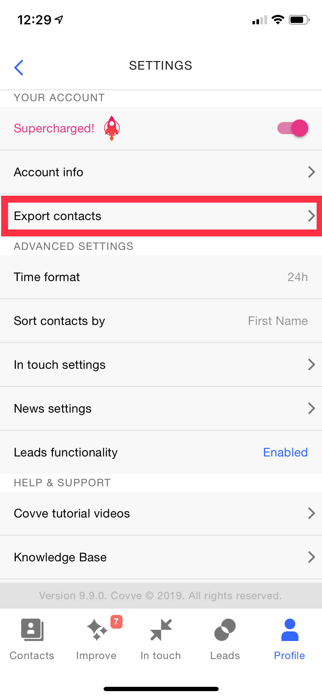 Contacts export to CSV screenshot2