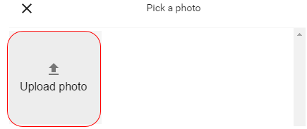 Google Contacts Pick a photo dialog with Upload photo highlighted