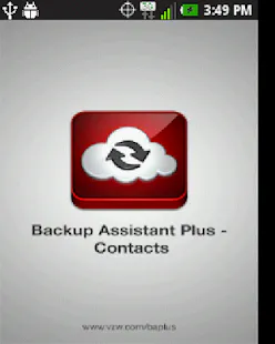 Verizon Backup Assistant Plus - Contacts app start screen