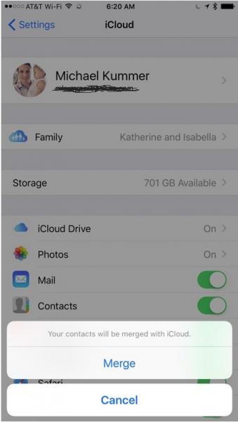 iCloud Contact Merge