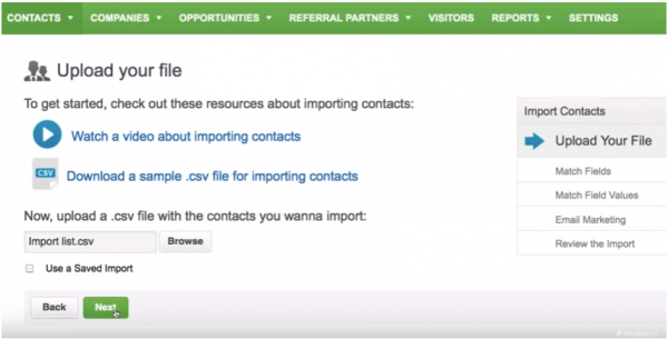 Upload your Contacts File