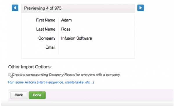Review the details of the import before you click done