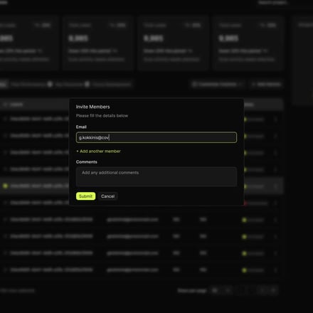 Covve - Admin portal scanner and cards data exports