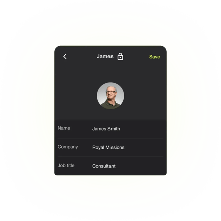 Covve - Digital business card live updates - Website Graphic