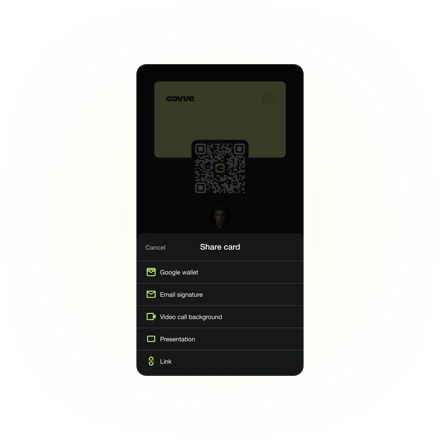 Covve card multiple sharing methods