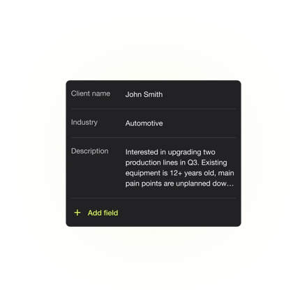 Covve - Scanner custom fields text fields