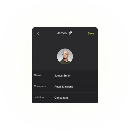 Covve Digital Business Card - Controlled Editing - Website graphic