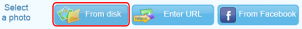 Enhance.pho.to Select a photo options with From disk highlighted
