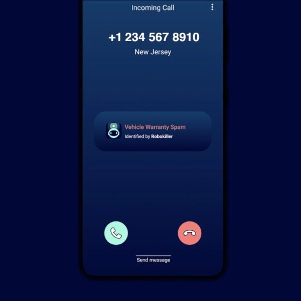 Incoming call identified by RoboKiller as vehicle warranty spam
