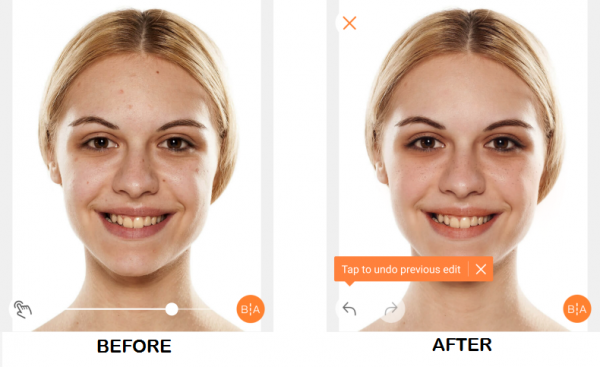 Contact photo before and after enhancing it in AirBrush