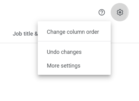 Google Contacts settings menu with Undo changes