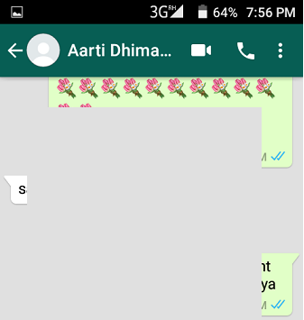 WhatsApp chat on Android with the contact's name at the top of the screen