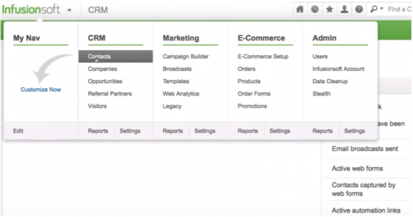Screenshot Infusionsoft CRM