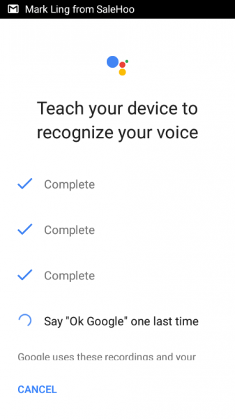 Teach your device to recognize your voice screen asking to say Ok Google one last time