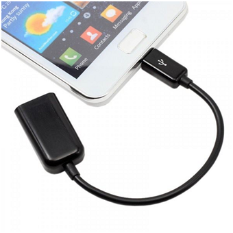 Phone connected to a USB OTG adapter cable