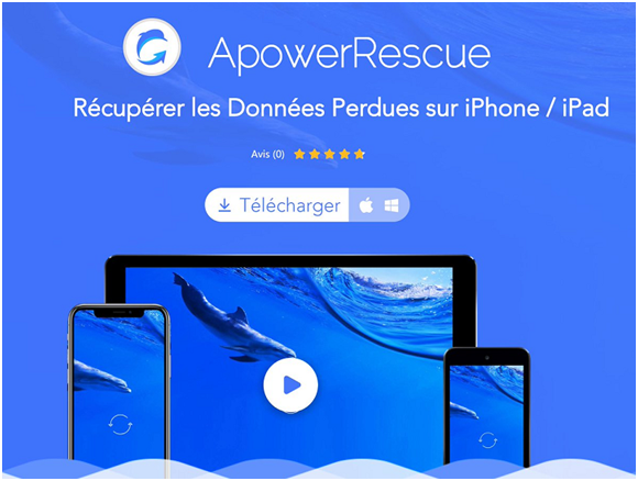 ApowerRescue page for recovering lost data on iPhone and iPad, with the download button