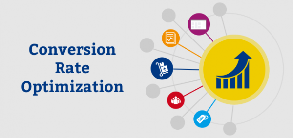 Conversion Rate Optimization illustration with a rising bar chart