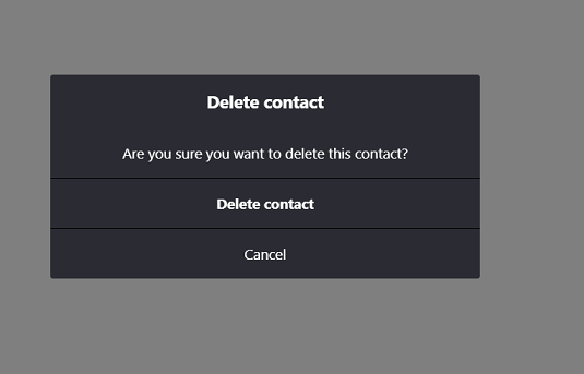 Skype prompt asking whether to delete this contact, with the Delete contact button