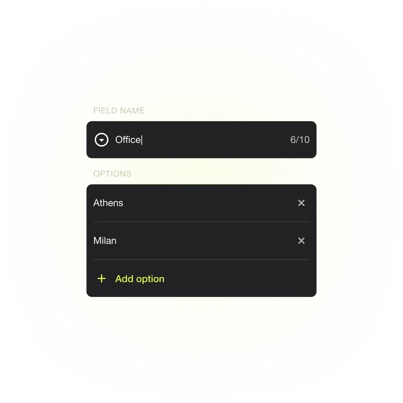 Covve - Scanner custom fields dropdown