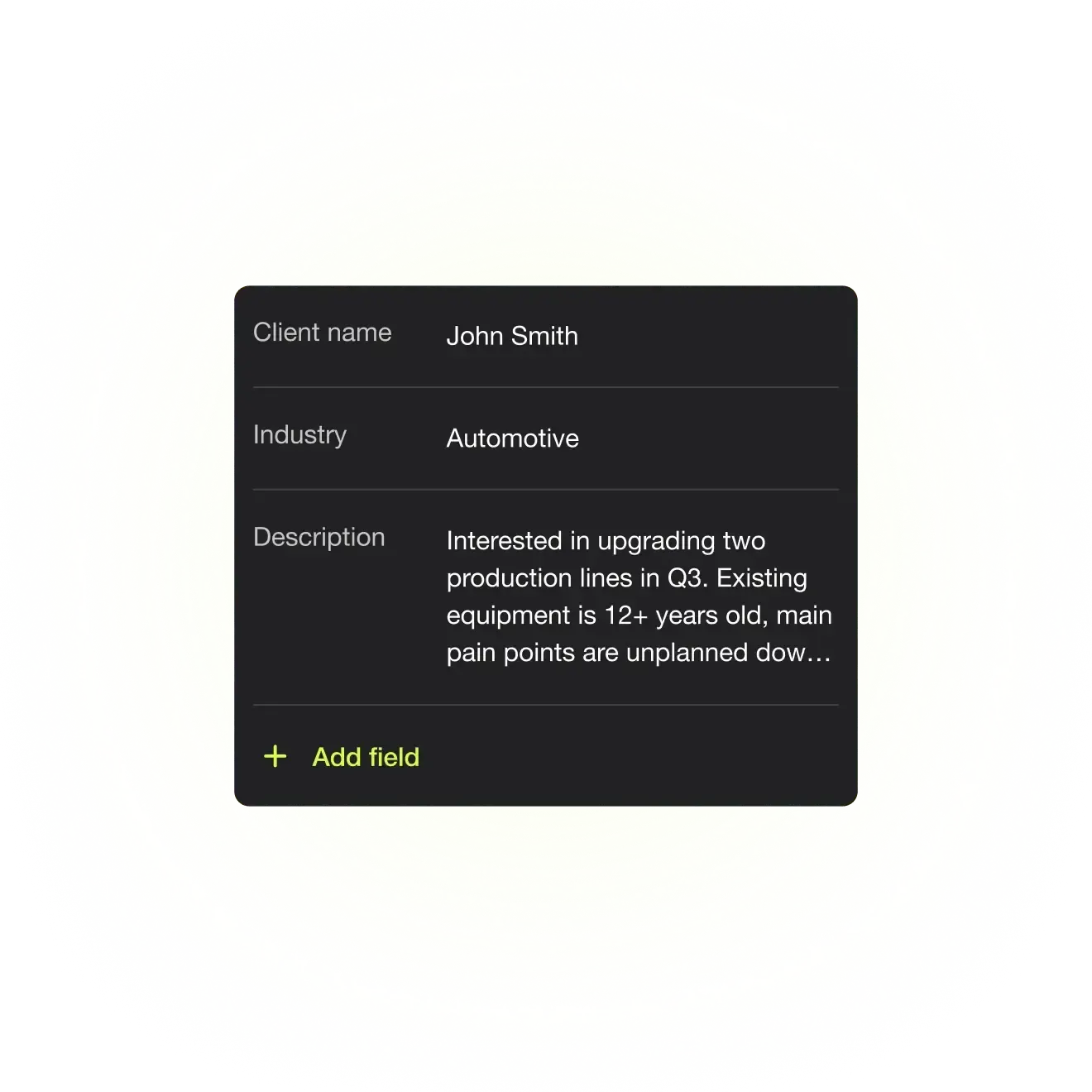 Covve - Scanner custom fields text fields
