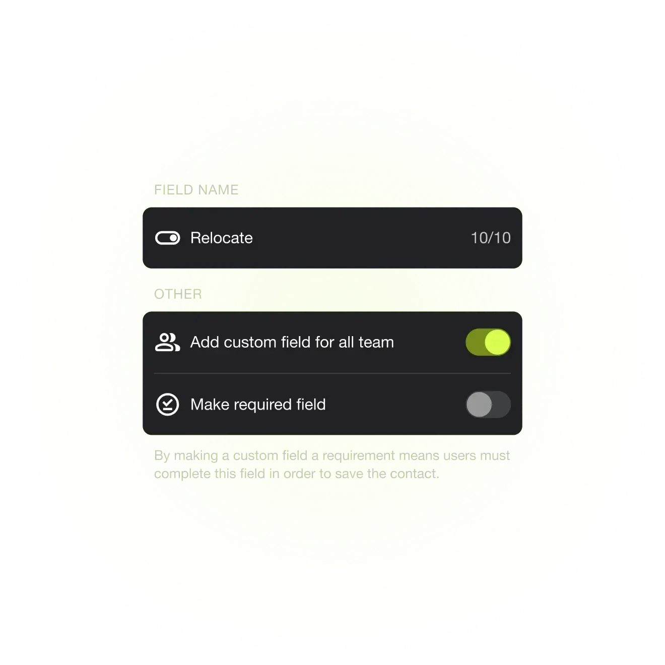 Covve - Scanner custom fields toggle