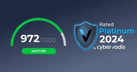 CyberVadis Platinum Rating for 2024 with a score of 972/1000 (Mature)