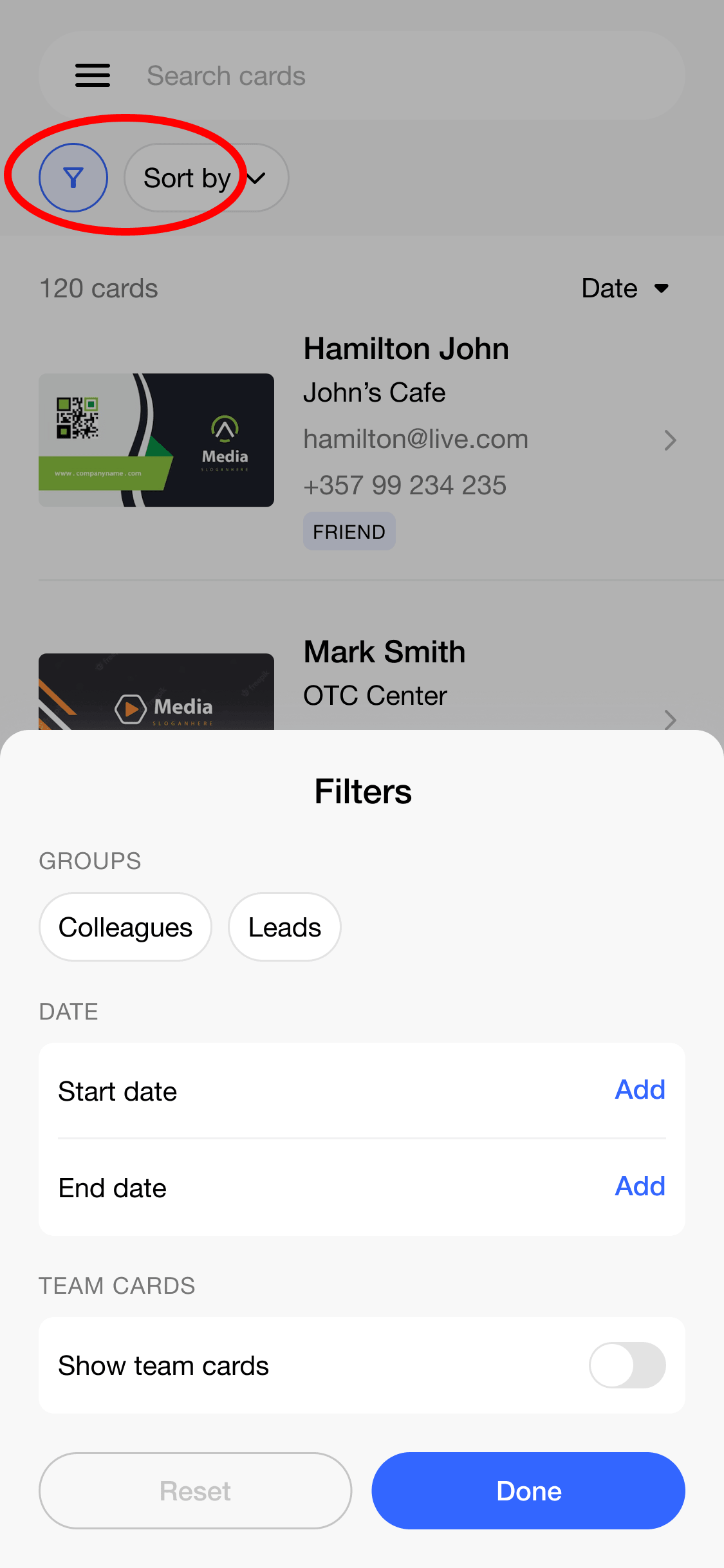 Filters Interface