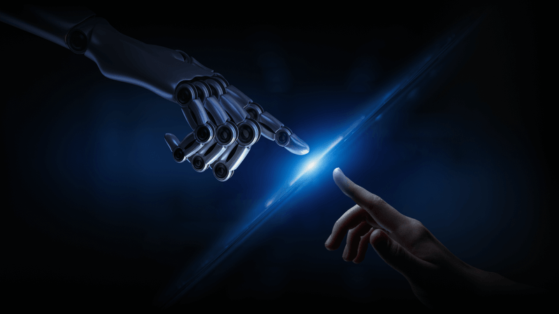 AI finger and Human finger touching