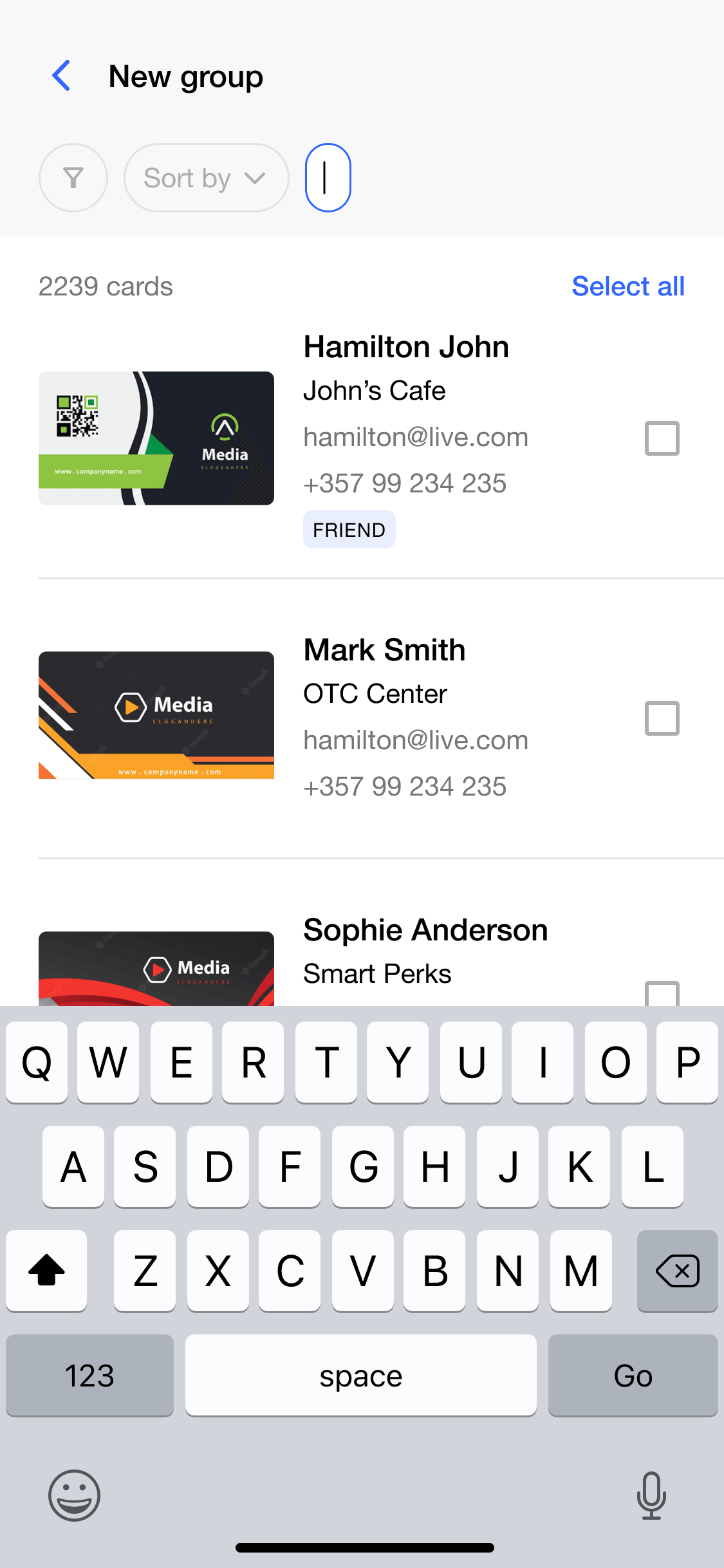 Add New Group Interface