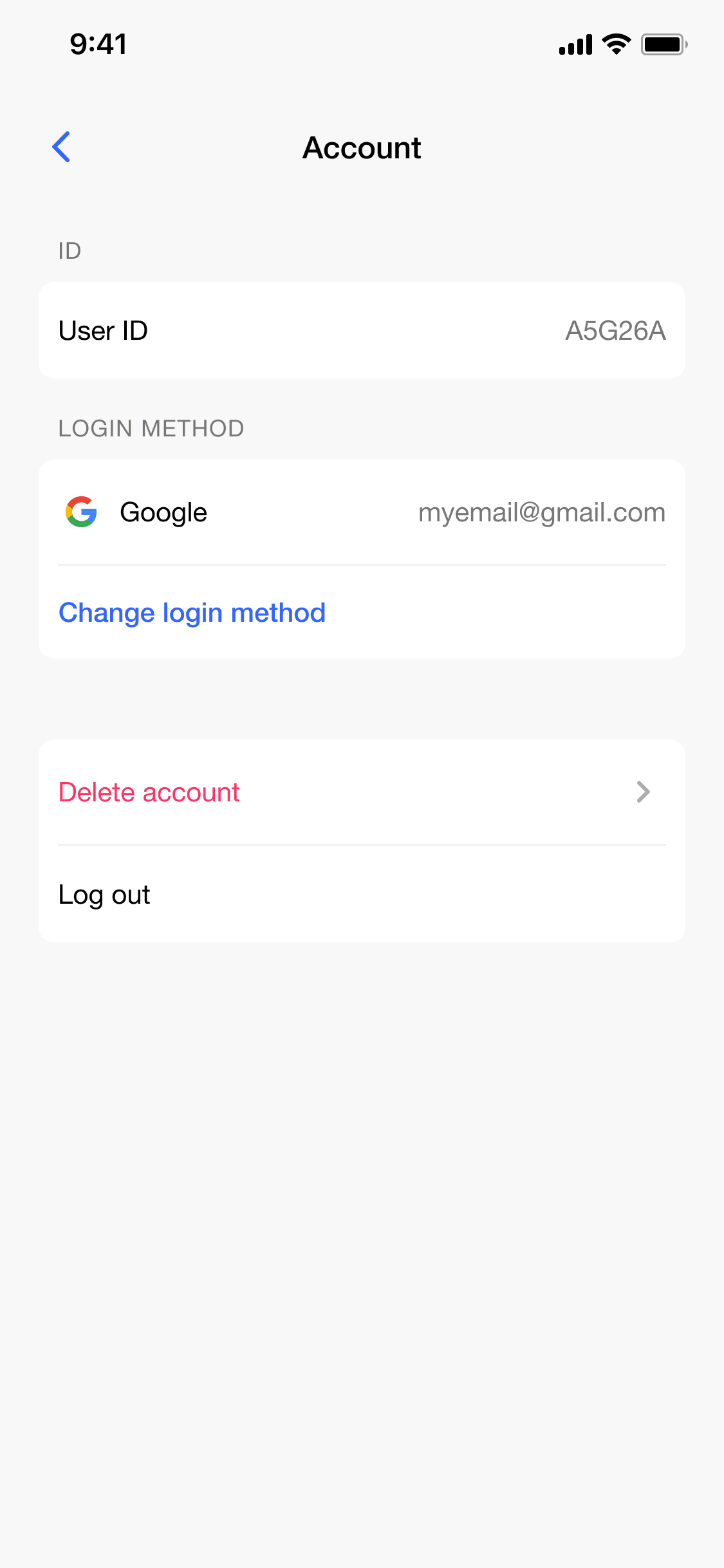 Account Settings Screen